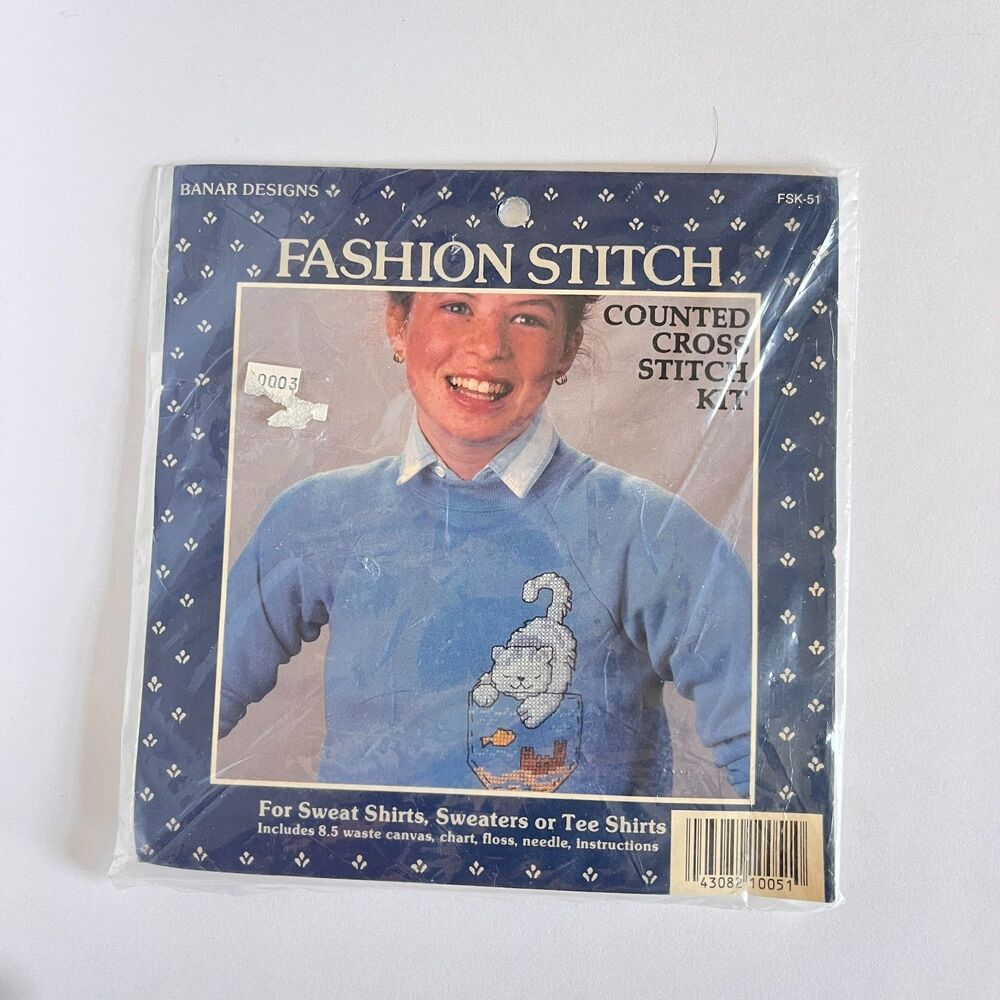 Banar Designs FSKH-51 Fashion Stitch Counted Cross Stitch Kit Cat New Sealed